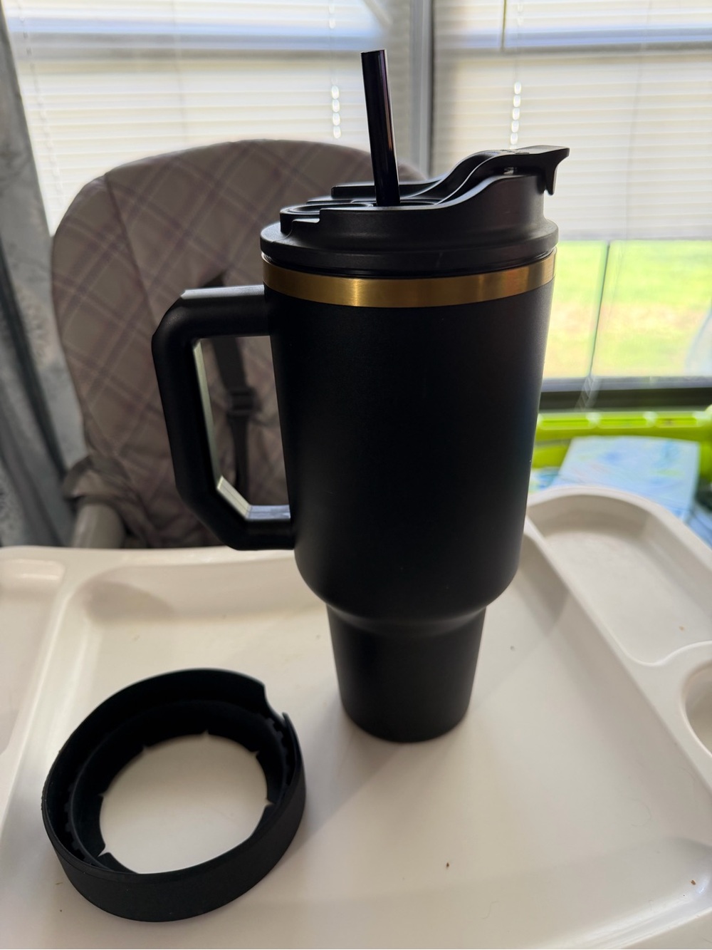 Black Travel Tumbler with Gold Accent and Handle Frost Buddy 50 OZ